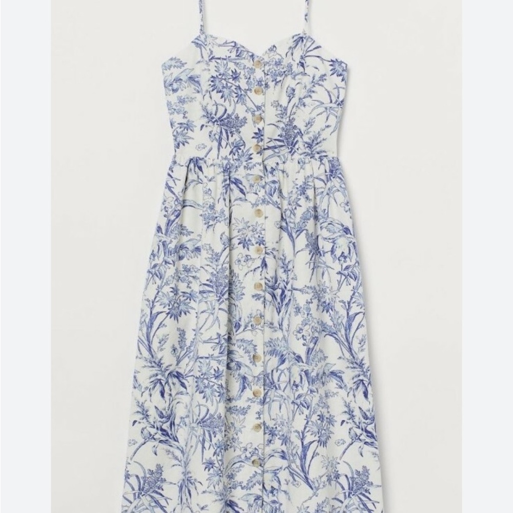 H&M Blue Toile Dress w/ Pockets